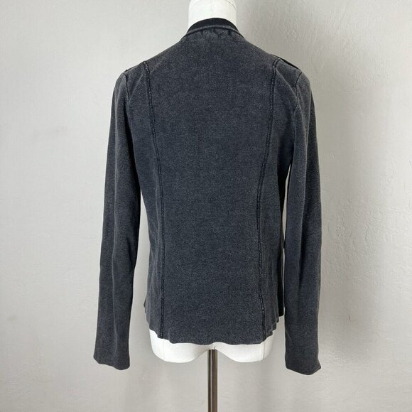 Free People Military Jacket Washed Black Gray Cotton Epaulets Buttons Size Small - Picture 6 of 12